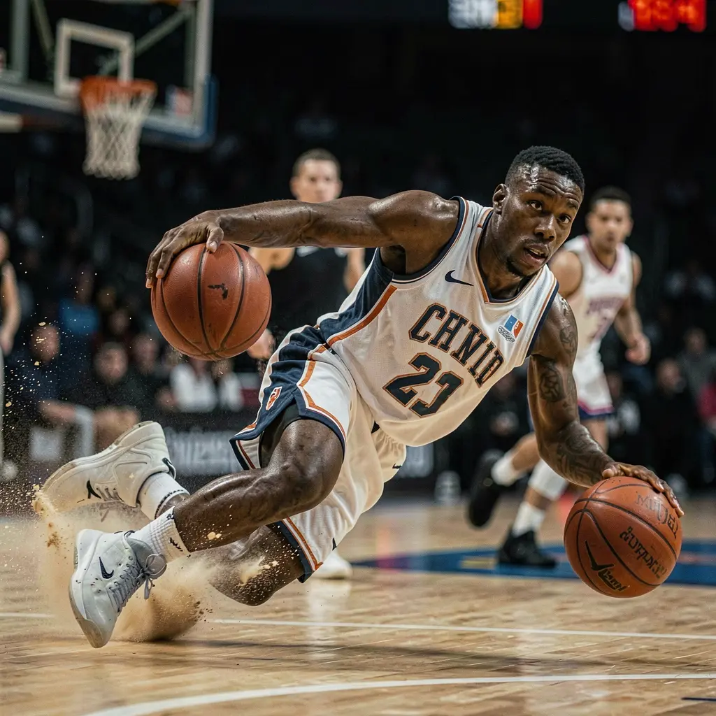 Dynamic basketball moment with a player diving for the ball captured in slow motion symbolizing intense betting action on FFVIP88 in the Philippines